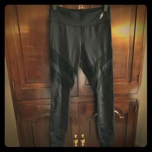 Black Leggings with Mesh Panels